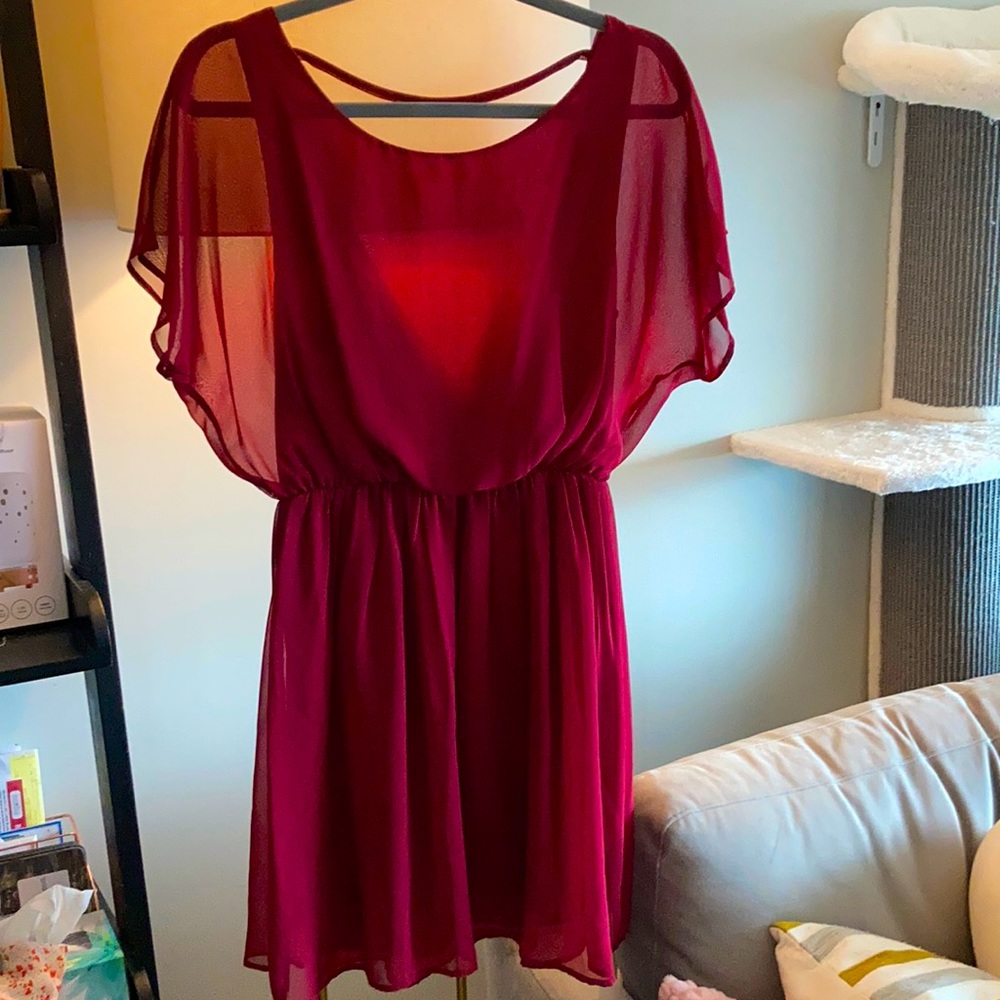 L Lush Red Wine Dress